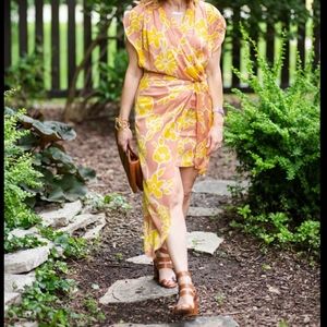 Forever 21 | Peach and Yellow Floral Asymmetrical dress